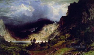 風景 Painting - ロッキー山脈の嵐 アルバート・ビアシュタット